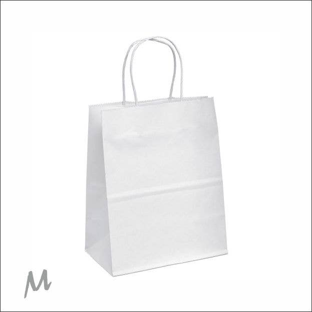 Mini Art Products - Venta al por mayor Bolsas de celofán - Bolsa de papel blanca (mediana) – 100 unidades