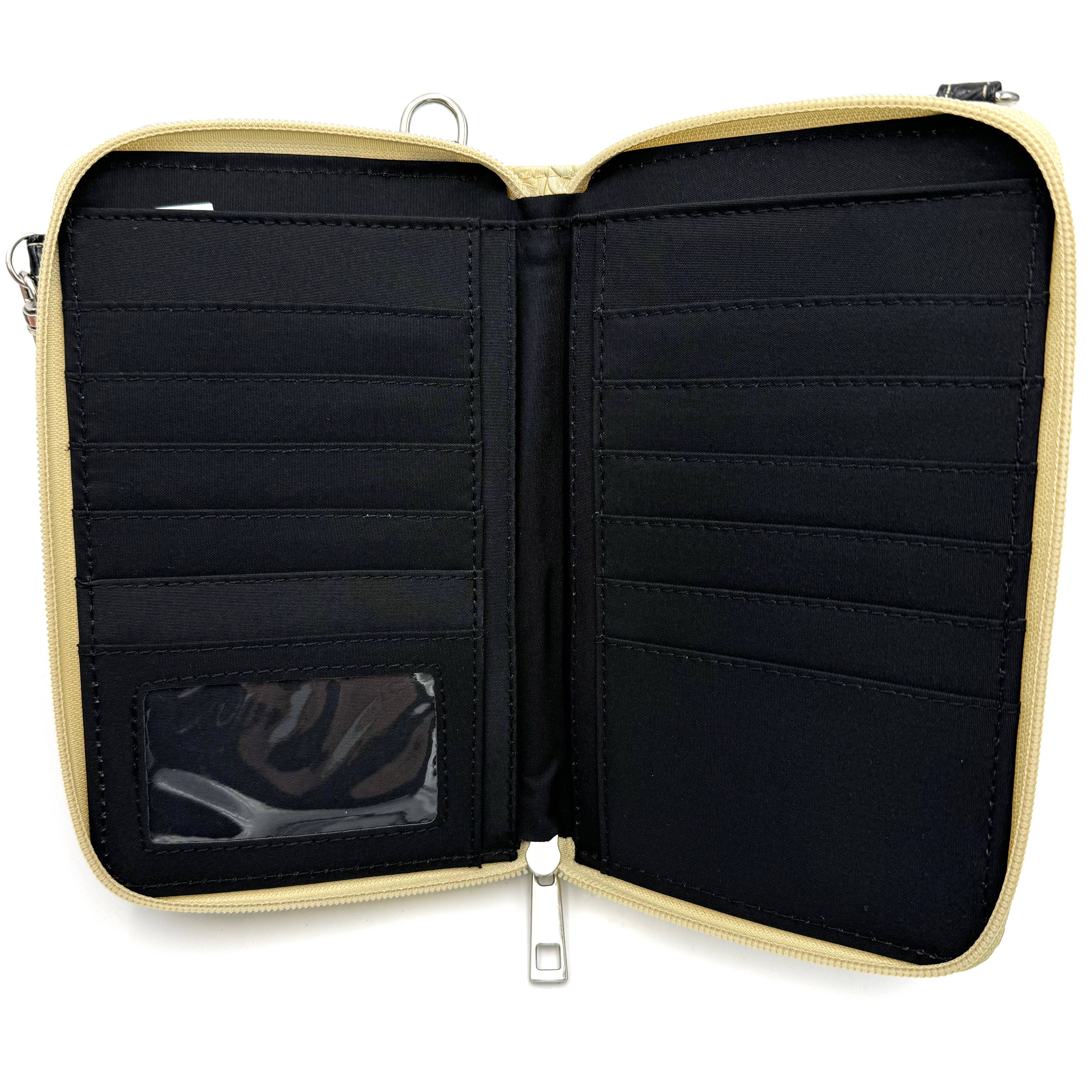 Lunar Deer - Wholesale Phone Wallet - Women's - Turquoise Stone Feather Tooled Leather Western Phone Wallet3