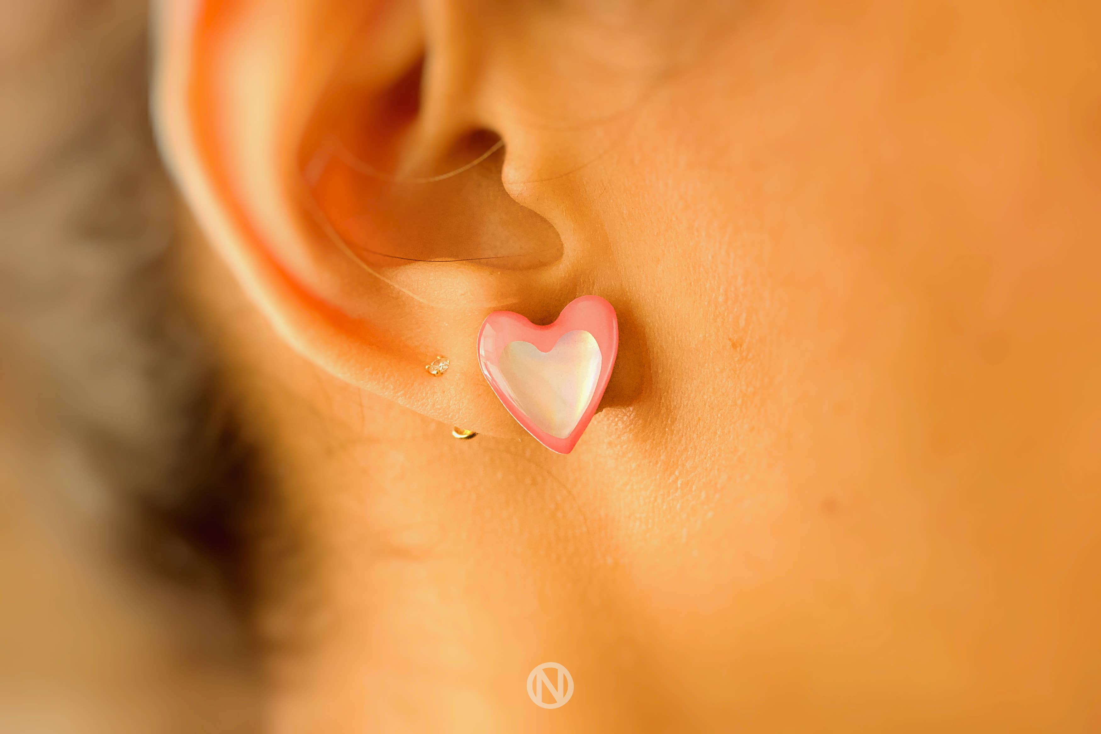 Naoi - Wholesale Stud/Post Earrings - Litchi and Silver Heart Stud Earrings - Handmade to Order0