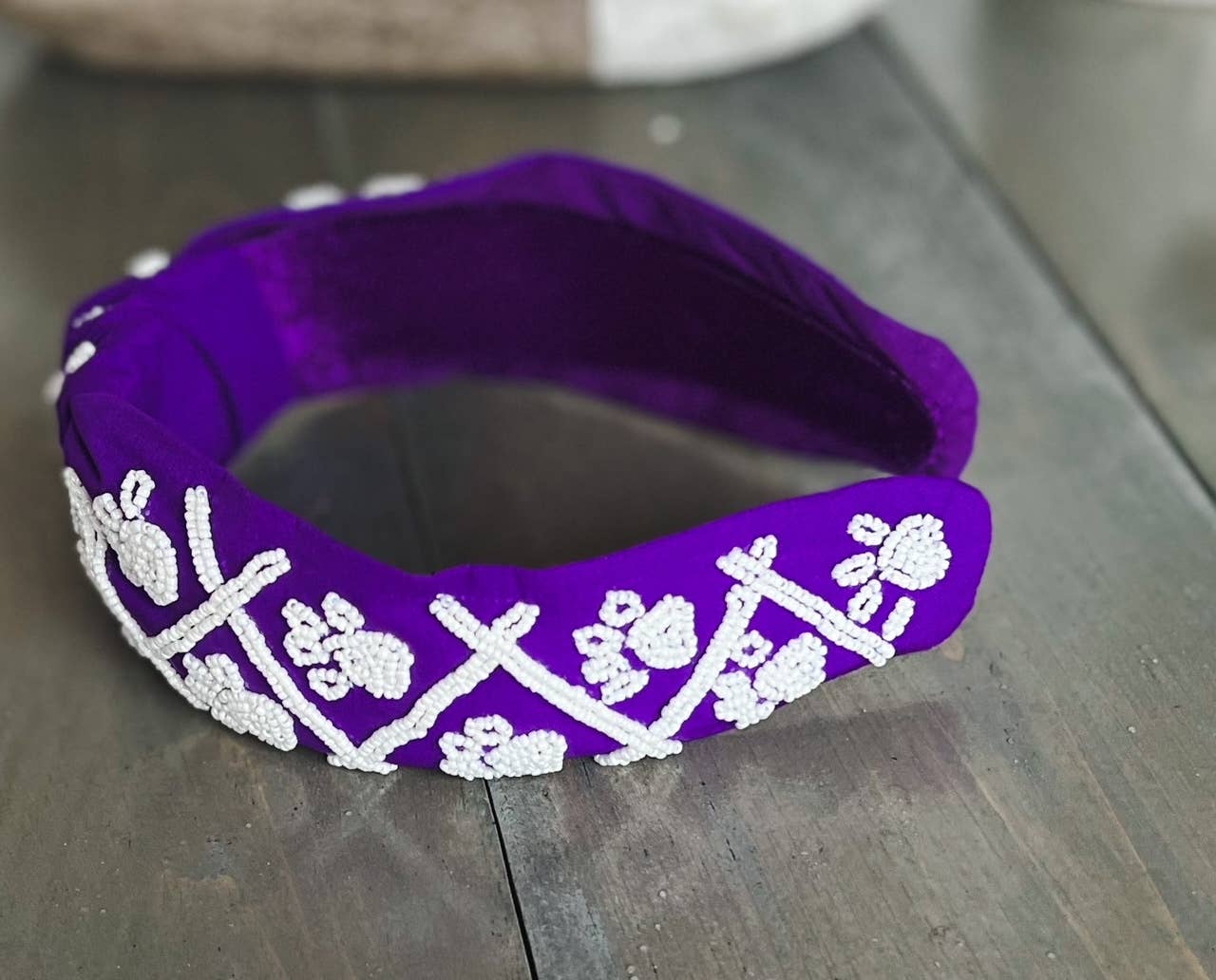 OBX Prep - Wholesale Haarband - Dames - Pootafdruk Zaad Kralen Teamgeest Topknoop Haarband – Cheer12