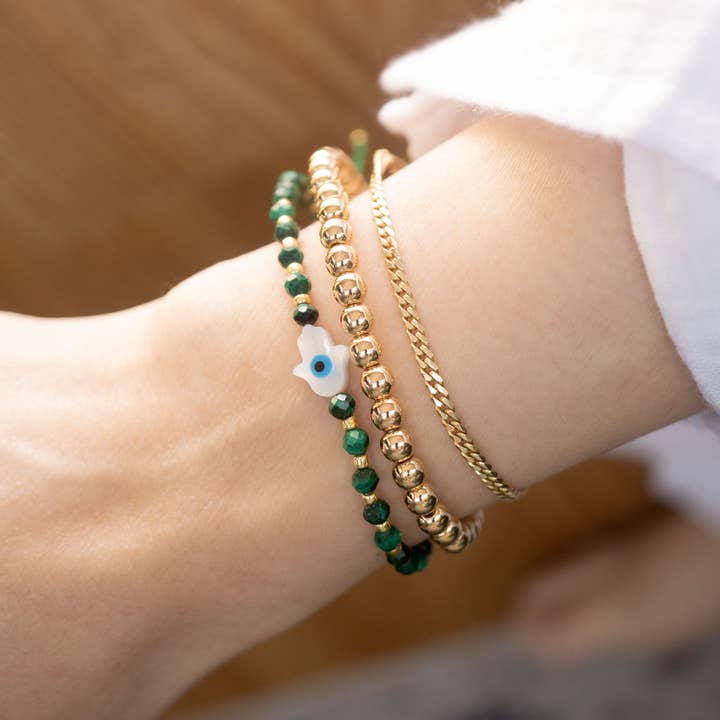 Kindred Row – wholesale Beaded bracelet – Hamsa Gemstone Bracelet, Malachite1