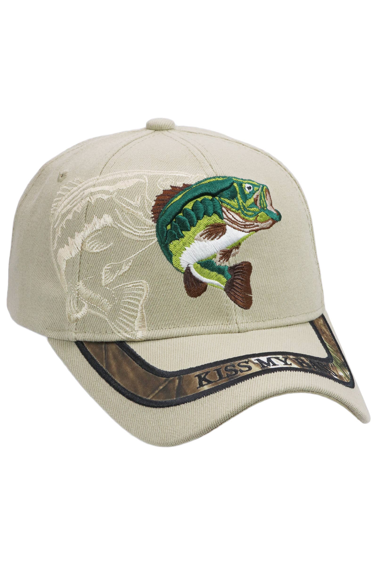 Cap Zone - Venta al por mayor Gorra de béisbol - Unisex - Gorra de béisbol acrílica Kiss My Bass Fish con cierre de velcro11