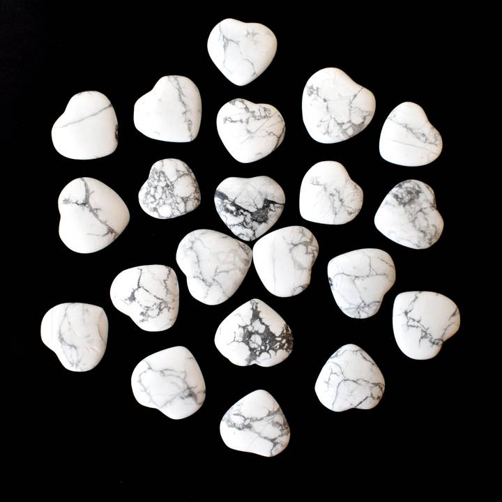 Healing Heart Stone | Howlite | Mini Puffy Crystal Hearts for wholesale by Soothing Crystals