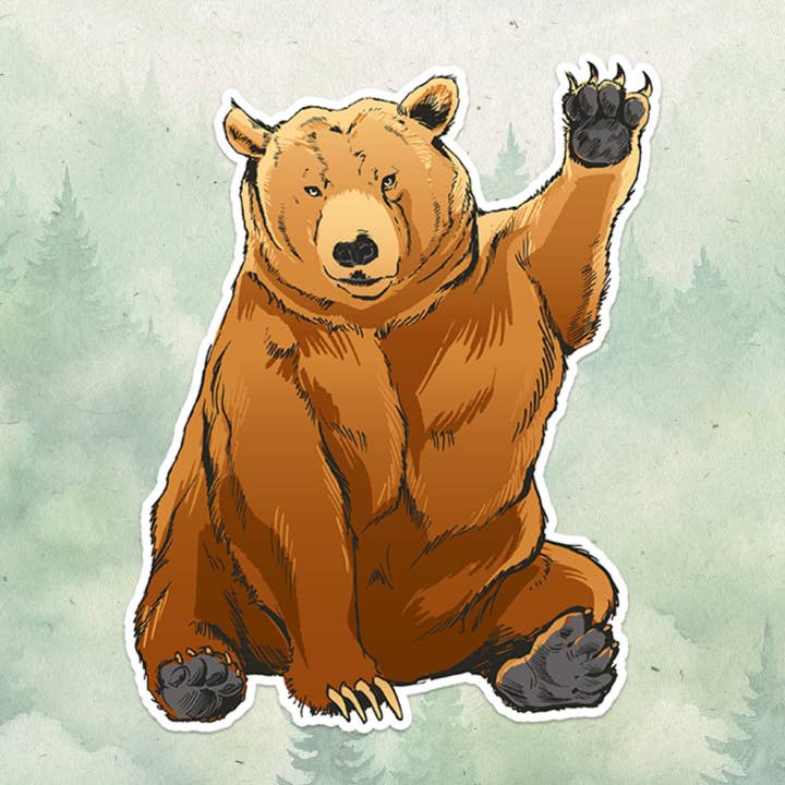 Grizzly bear sticker for wholesale by Soul Familiar