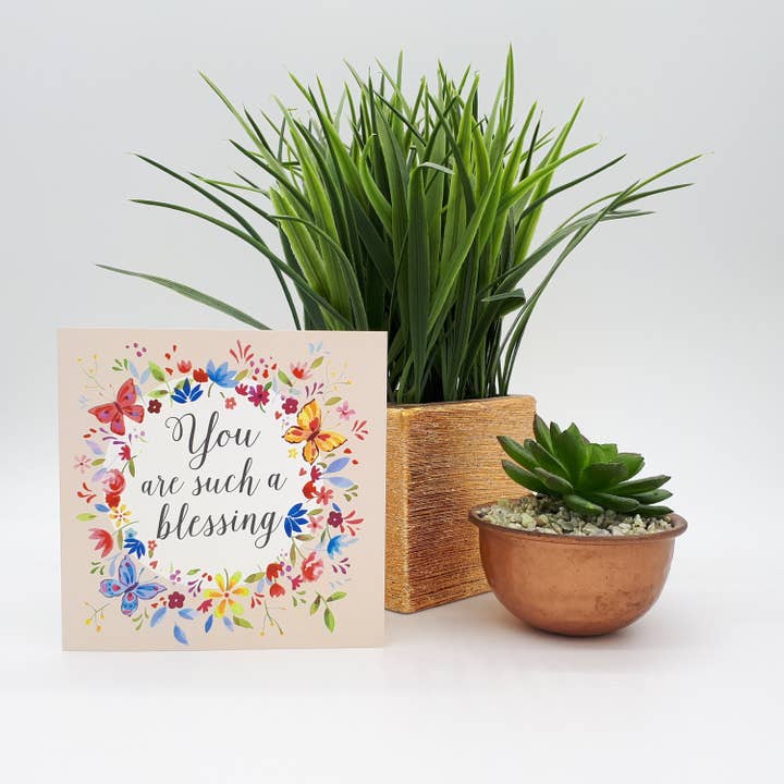 Forget-me-not Christian Cards - Wholesale Everyday Greeting Card - Butterfly Blessing Card