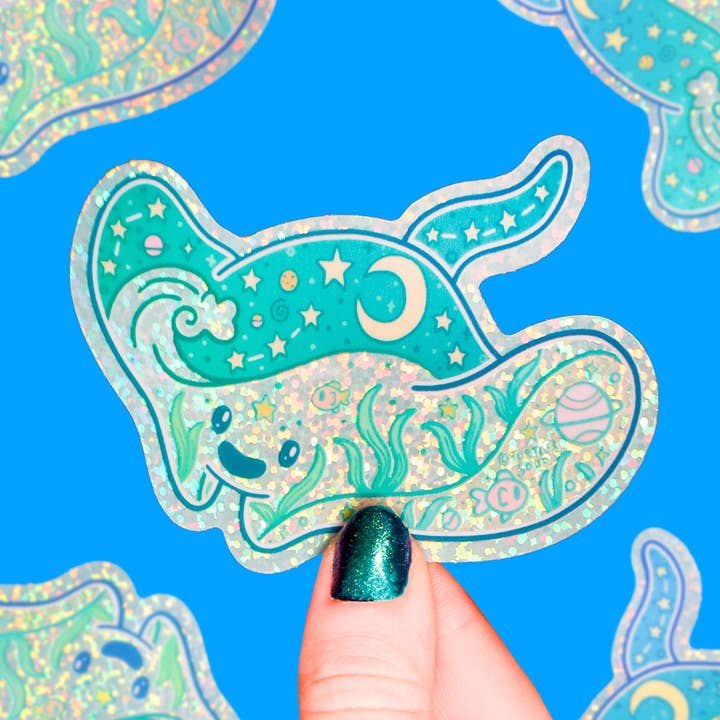 Stingray Ocean Dreamy Liquid Vinyl Sticker (Glitter) for wholesale by Turtle's Soup