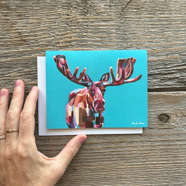 Greeting card of Bull Moose painting for wholesale by SheilaDunnArt