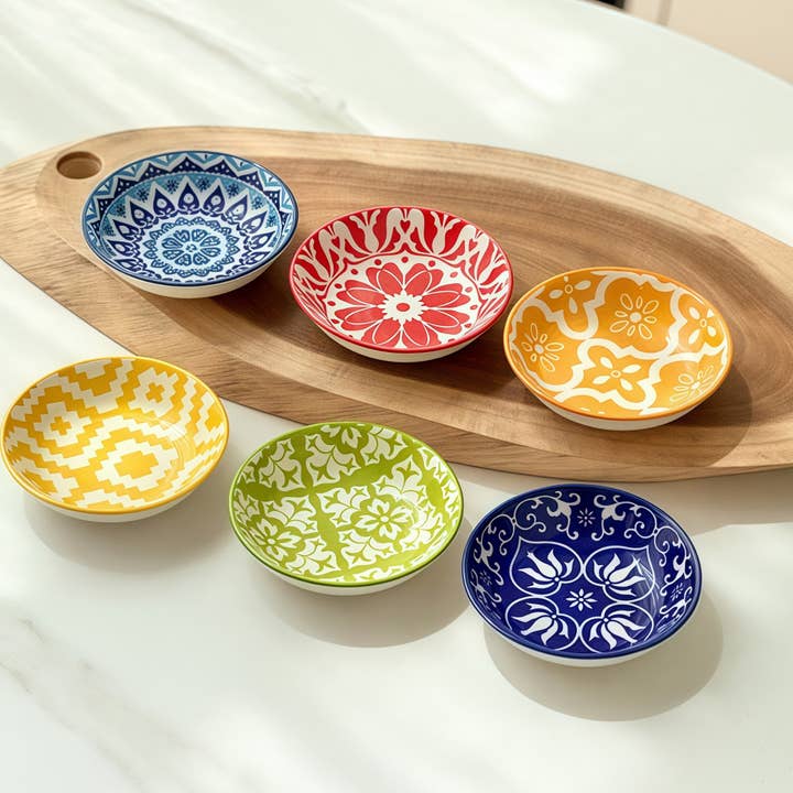 Otterware - Vente Bols à condiments/sauces - Plat à sauce en céramique peint à la main bohème15