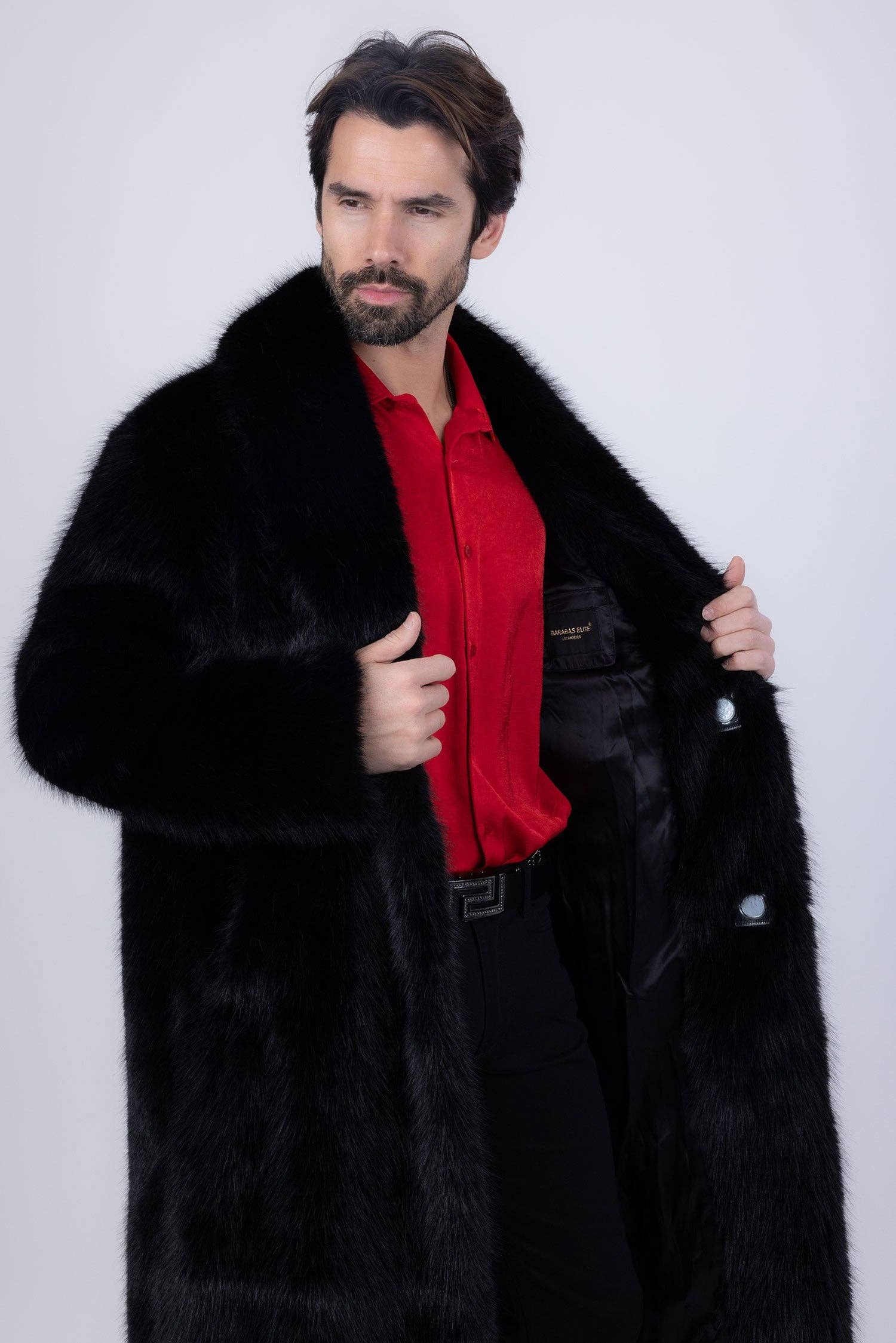 BARABAS - Wholesale Coat - Men's - Men's Fur Coat Shawl Lapel Luxury Long Blazer 4BHL042