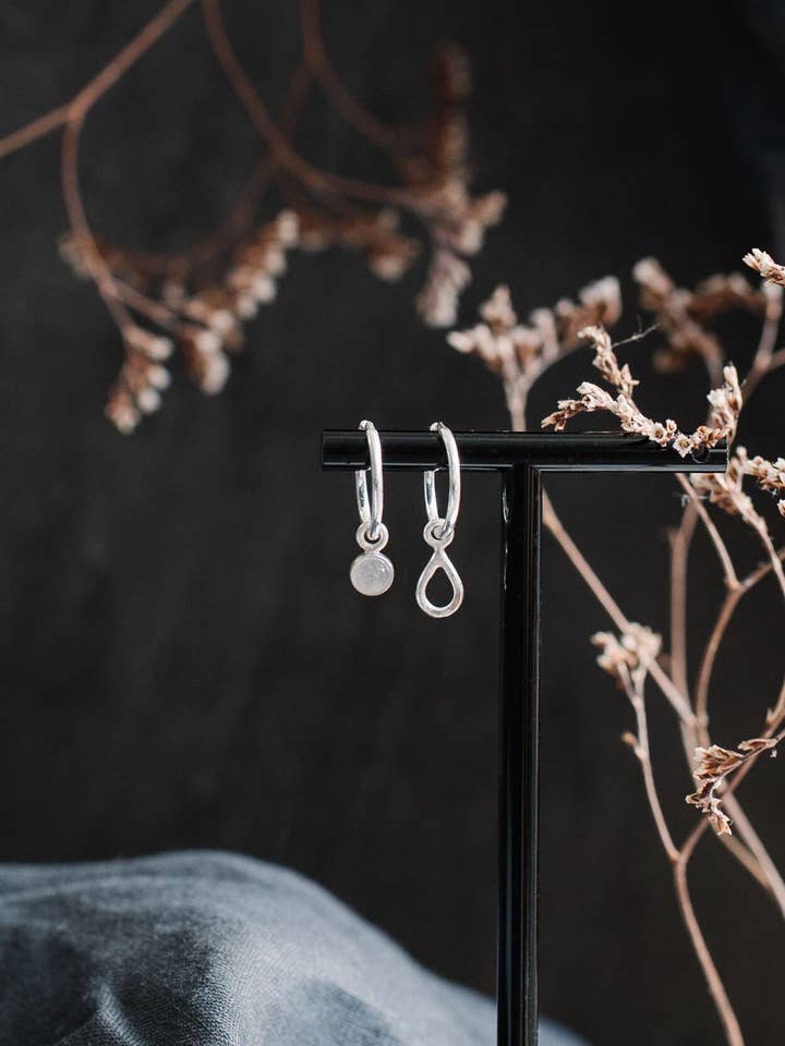 Moonstone & Raindrop Hoop Earrings for wholesale by Honeydew Club