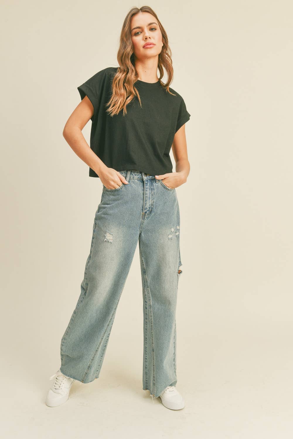 MIOU MUSE - Venta al por mayor Blusa - Mujer - Blusa de manga con puño y cuello redondo3