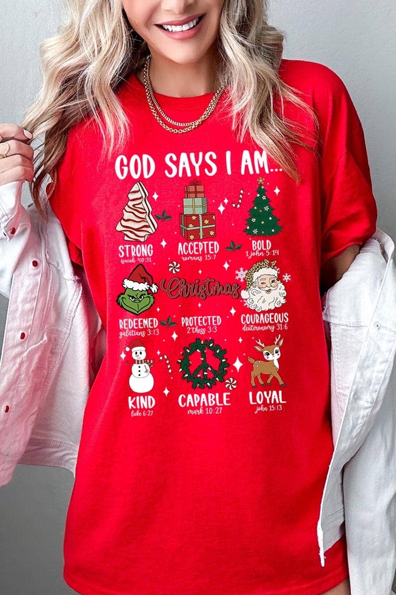 COLORBEAR – T-shirt gráfica - Unissexo por atacado – God Diays I Am Christmas Graphic Heavyweight Team12