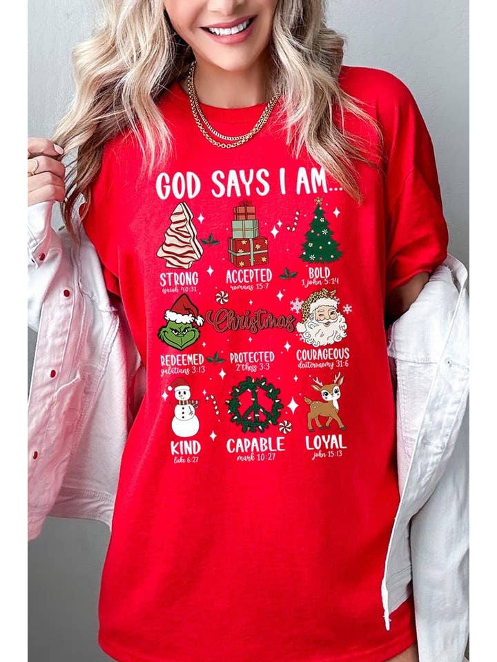 COLORBEAR - Wholesale T-Shirt (Graphic) - Unisex - God Says I Am Christmas Graphic Heavyweight Tee12