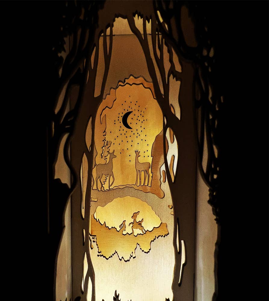 Squirrel Tacos Papercuts - Wholesale Bookend - Fantasy Book Nook Lighting - Deer in the Woodland Forest3