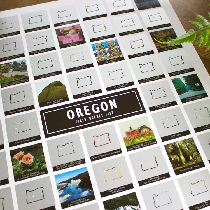 Cascadia Modern - Wholesale Poster - Oregon State Bucket List - Scratch Off Poster