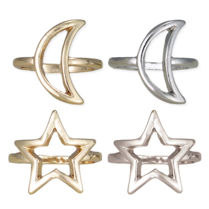 Celestial Style Moon & Star Ring for wholesale by ZAD