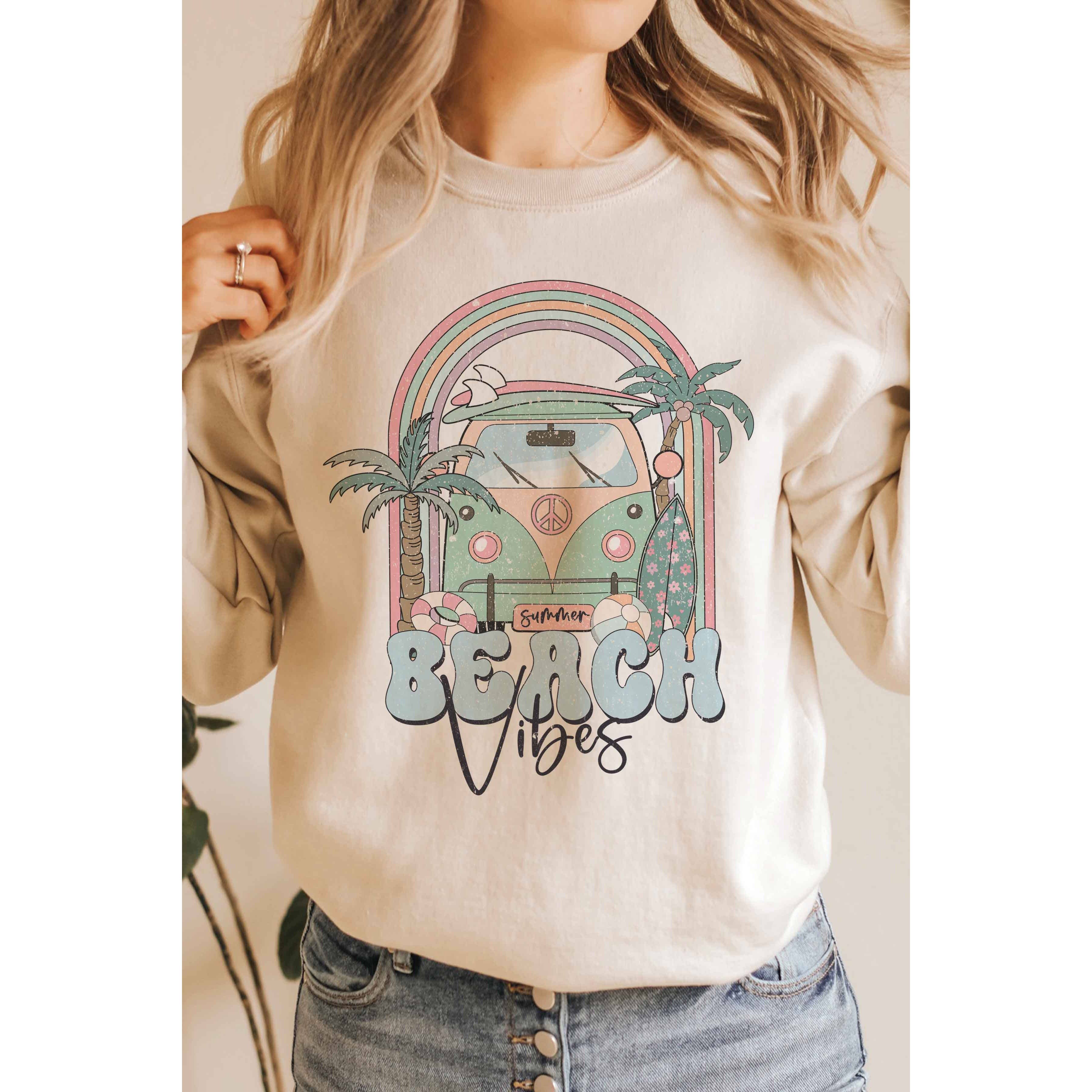 BLUME & CO. - Wholesale Graphic Sweatshirt - Women's - BEACH VIBES Graphic Sweatshirt0