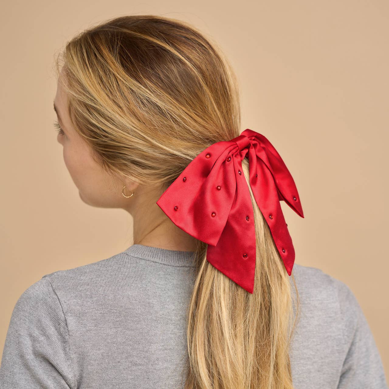 KITSCH - Wholesale Scrunchie - Women's - Holiday Satin & Rhinestone Bow Scrunchie2