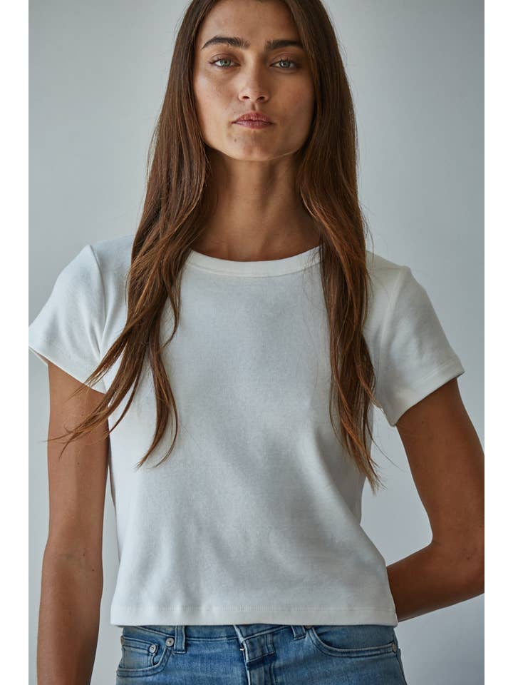 By Together - Wholesale Knit Top - Women's - L8746 | Knit Cotton Round Neck Short Sleeve Crop Top2