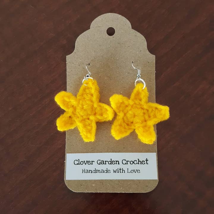 Yellow Star Starfish Drop Earrings for wholesale by Clover Garden Crafts