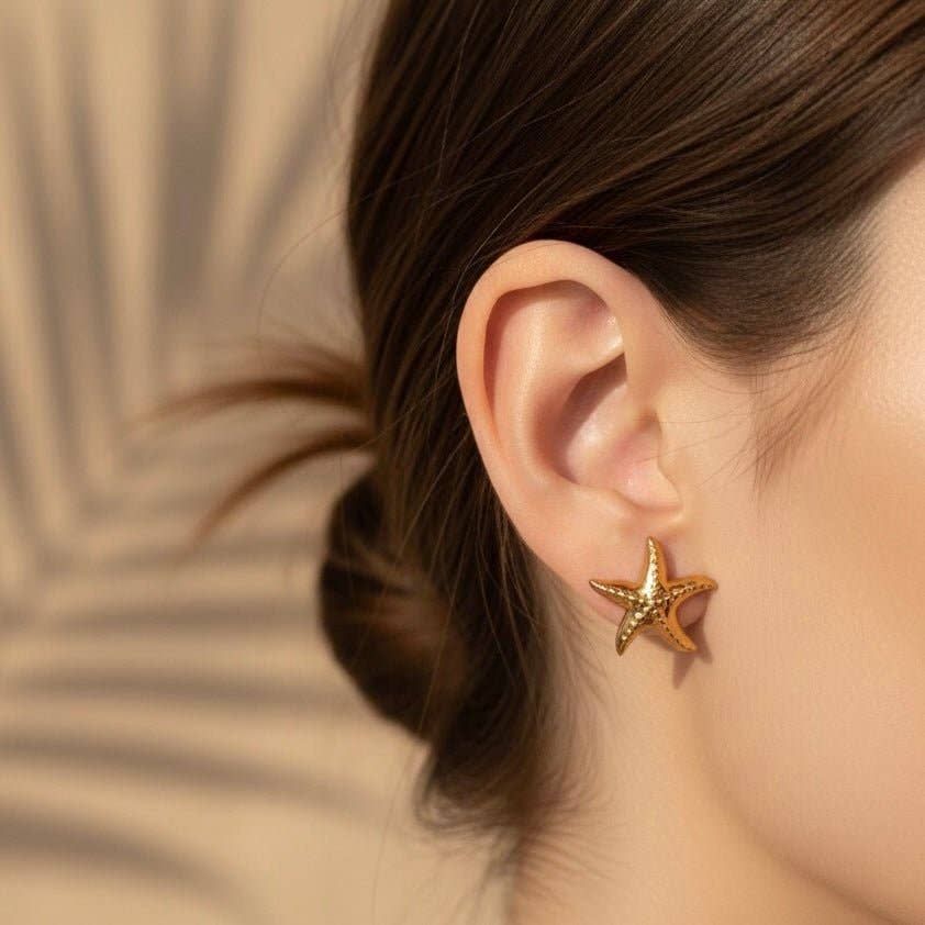DUESTELLE ITALIA - Wholesale Stud/Post Earrings - Gold Coast - Starfish Stud Earrings Gold Waterproof0