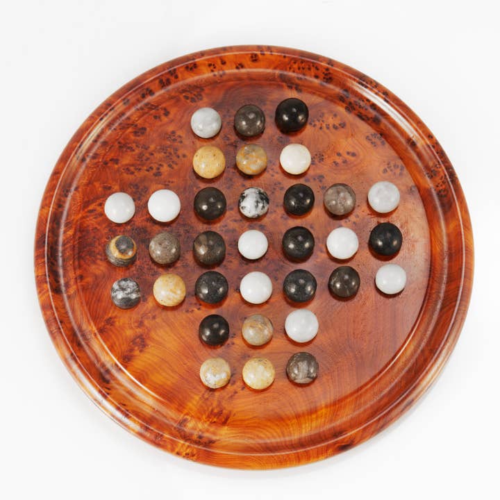 Handcrafted Thuya Wood Solitaire Game With Marble Balls for wholesale by Yemma Goods