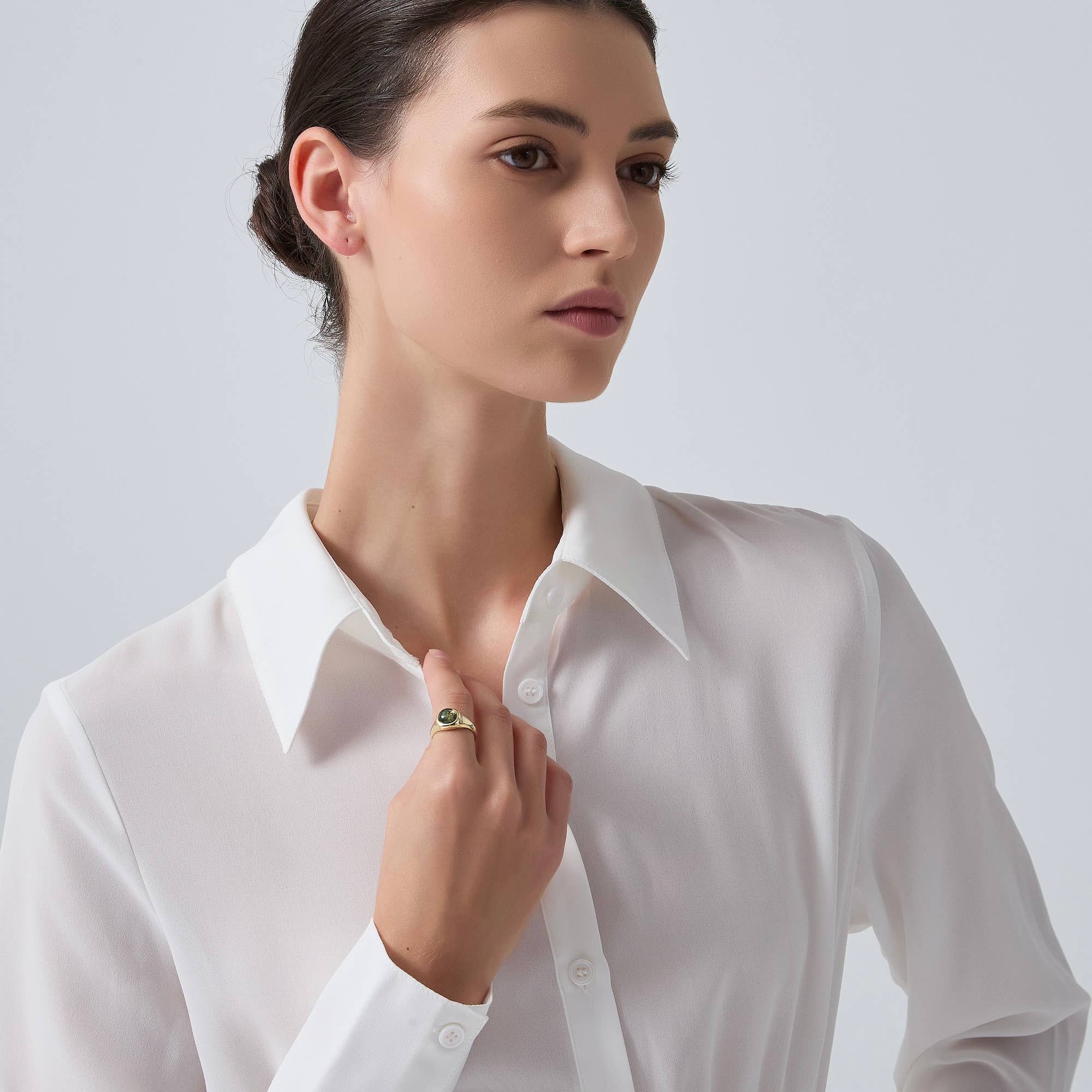 Perimade & Co. LLC - Vente Bague de cocktail/de cérémonie - Bague cabochon en agate mousse en argent sterling 9254