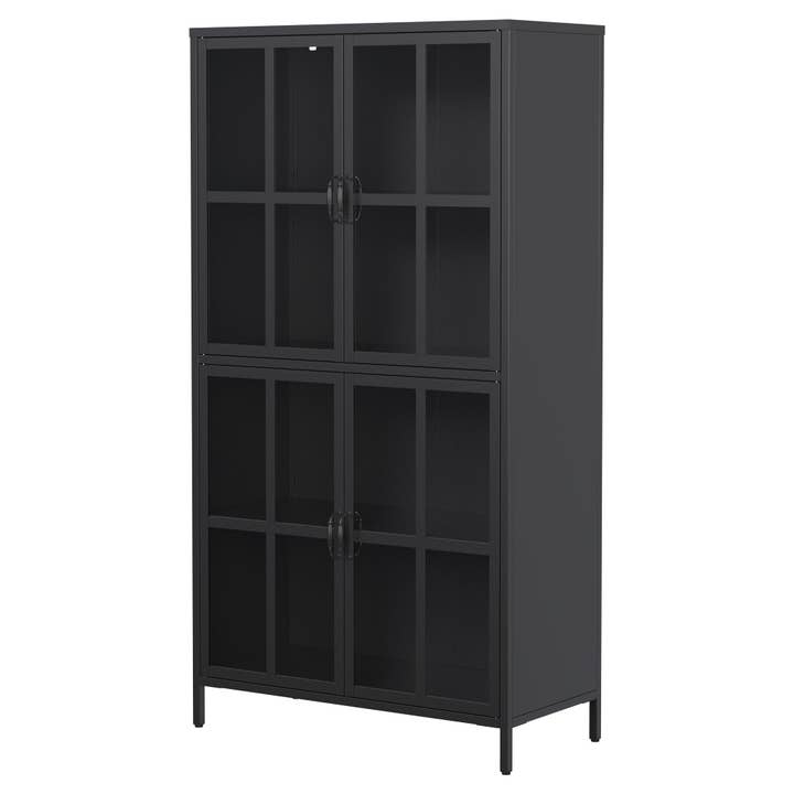 39F Inc. - Wholesale Cabinet - Black Metal Storage Cabinet with Glass Doors and Shelves12