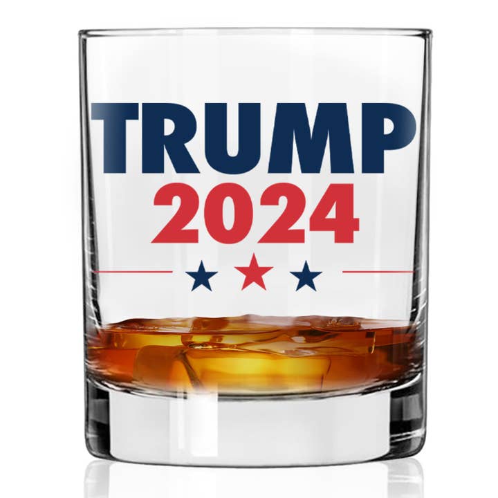 Patriot's Cave, Trump 2024 Color 11 oz Whiskey Glass for wholesale by Patriot's Cave