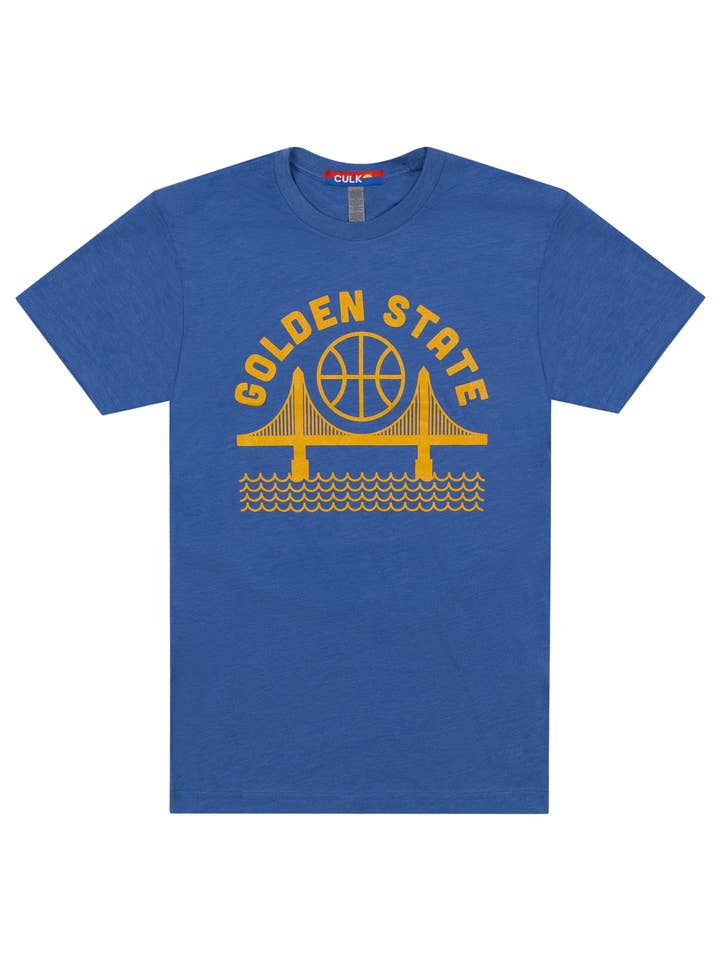 Camiseta unissex Golden State azul por atacado de Culk