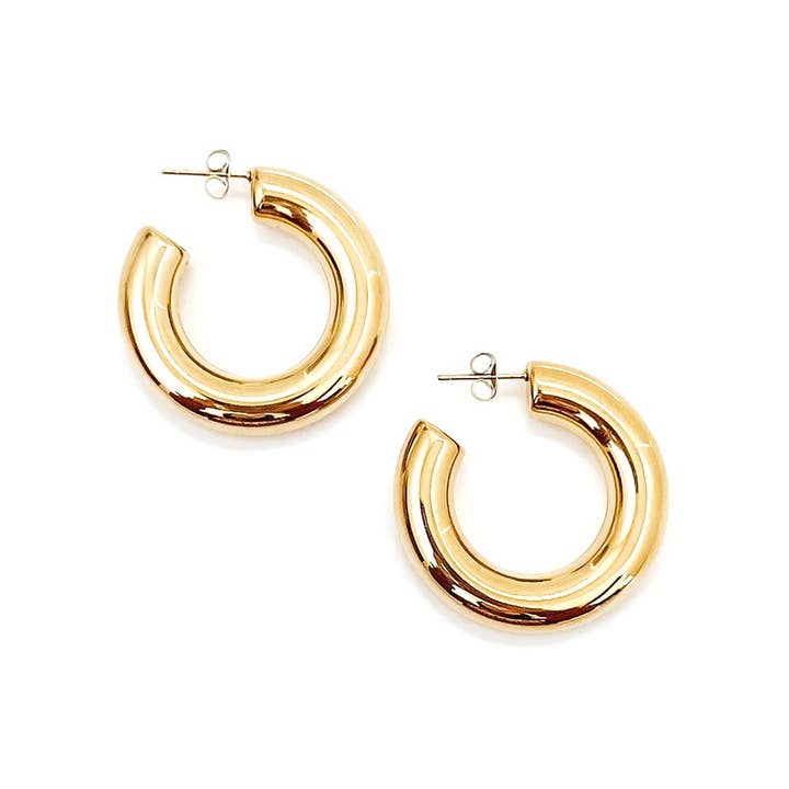 Beljoy - Wholesale Hoop Earrings - Efa Gold Everyday Hoop Earrings