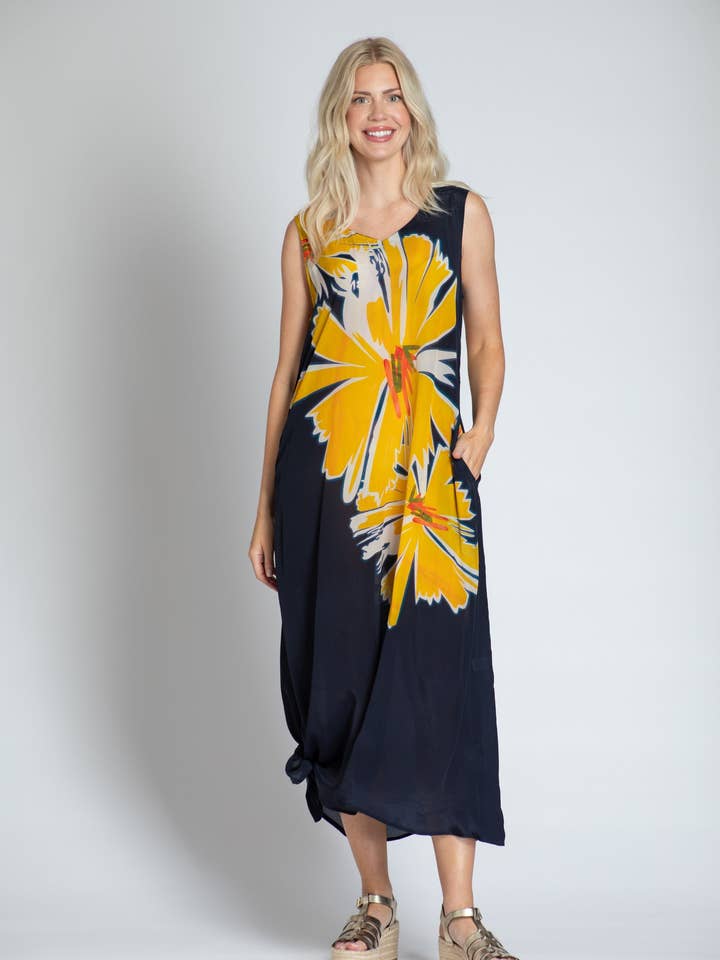 Daisy Print - V-neck Tank Long Dress for wholesale by APNY