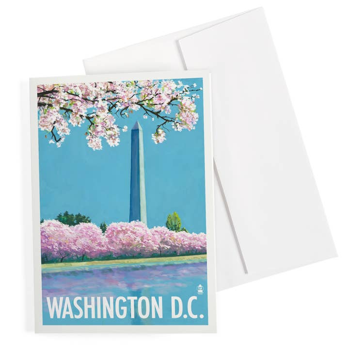TARJETA DE FELICITACIÓN Washington DC, Monumento a Washington para venta al por mayor de Lantern Press