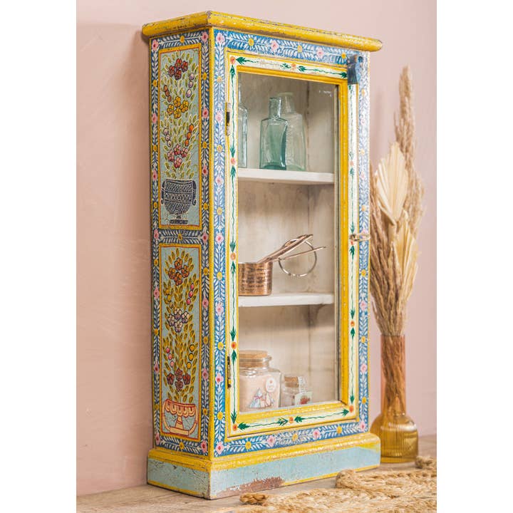 Namaste - Venta al por mayor Armario - Vitrina alta vintage pintada a mano con puerta esmaltada3