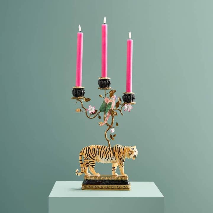 Candelabro Tigre in poliresina/metallo, 24,5 x 11,5 x 42 cm per la vendita all'ingrosso da parte di WERNS