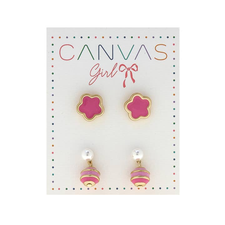 Canvas Style - Vente Boucles d'oreilles – enfant - Boucles d'oreilles à tige Molly Flowers & Macarons pour enfant (2)