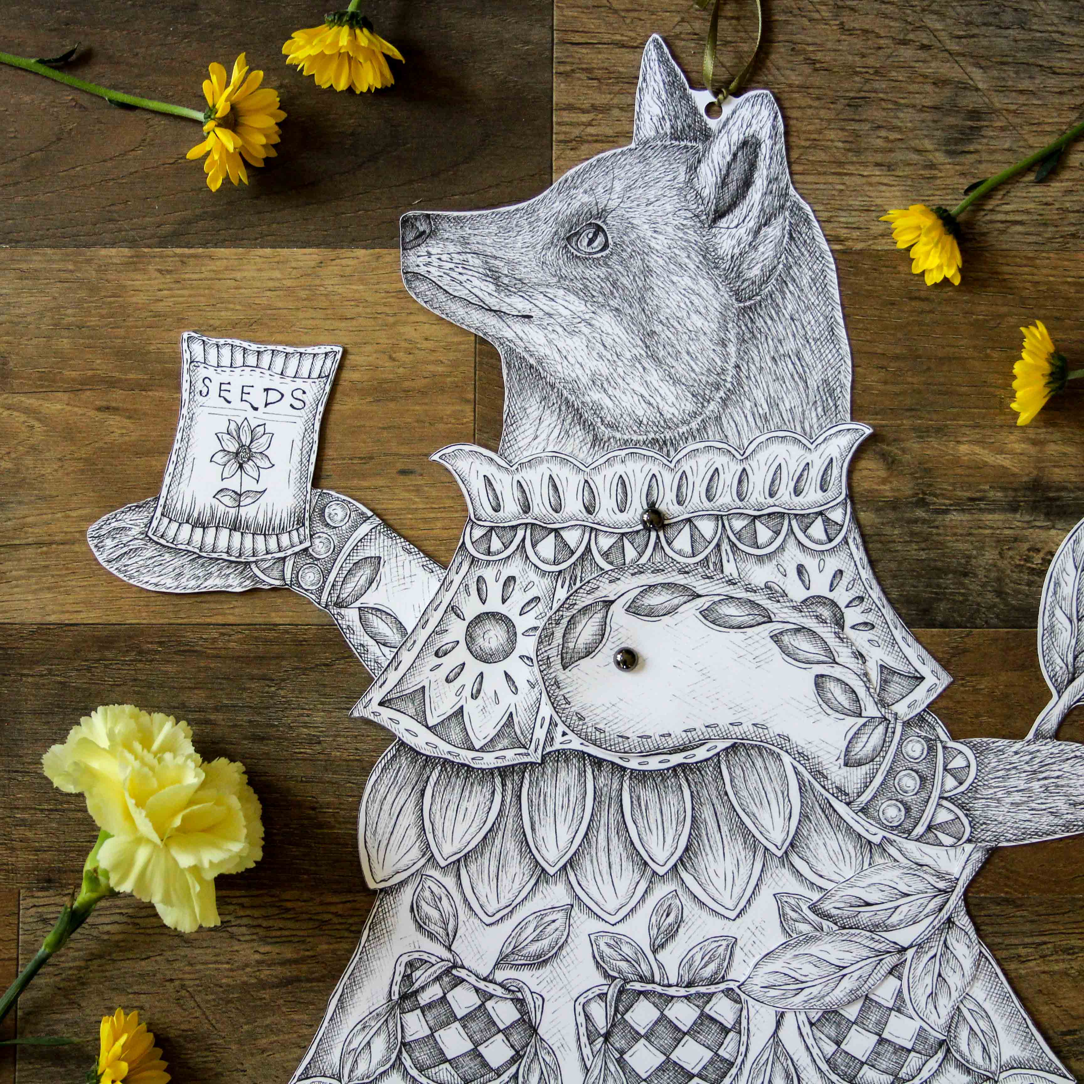 Mackenzie Myrick Studio - Wholesale Wall Accent - The Gardener | Articulated Fox Decoration5
