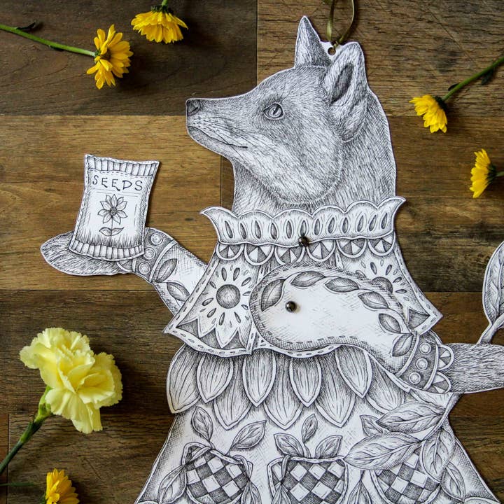 Mackenzie Myrick Studio - Wholesale Wall Accent - The Gardener | Articulated Fox Decoration5