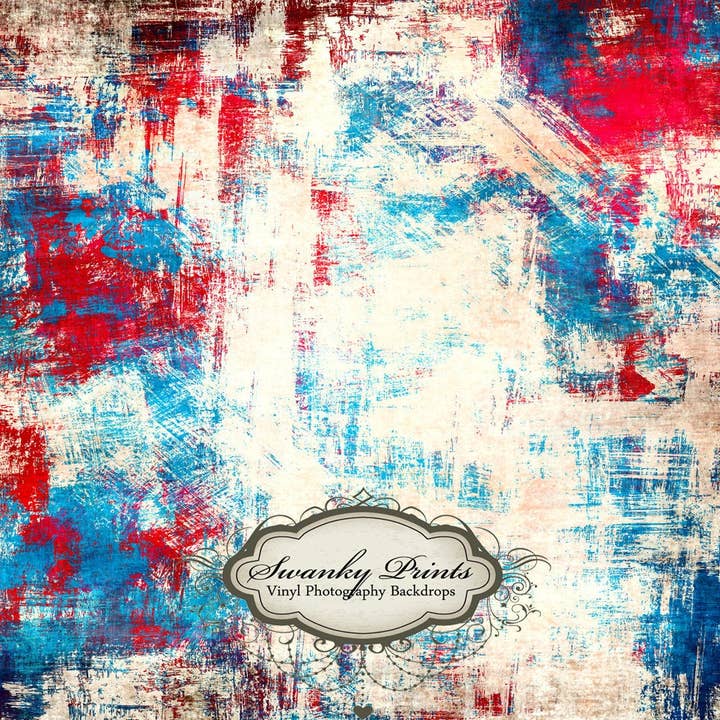 LARGE 7ft x 6ft rood/wit/blauw grunge - vinyl voor wholesale door Swanky Prints