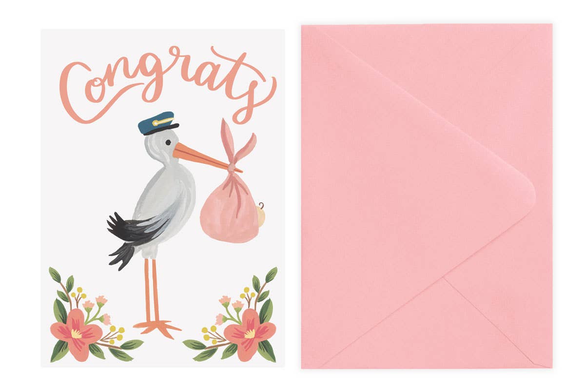 LoveLight Paper - Wholesale Baby Card - Stork Congrats - Card4
