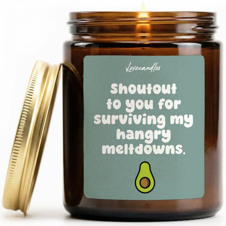 Bougie parfumée à la vanille - Un grand merci à toi d'avoir survécu à mes crises de faim. pour la vente par Lovecandles