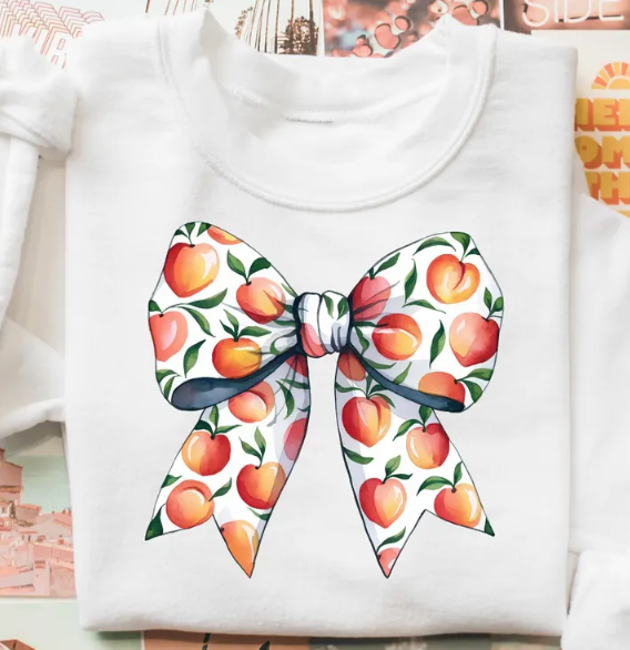 NVC Ecommerce LLC - Wholesale Graphic Sweatshirt - Women's - Peach Coquette Bow T-Shirt, Farmhouse Sweatshirt, Fruit3