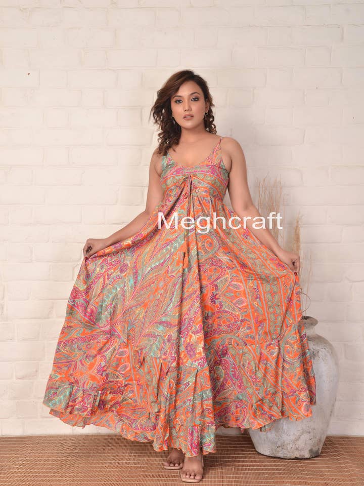 Meghcraft - Wholesale Dress - Women's - Spaghetti Strap dress women | Silk Maxi Dress 18