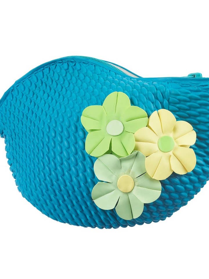 Turqoise Vintage 3 Flowers Swim Bag 513 for wholesale by KORES ACCESSORIES