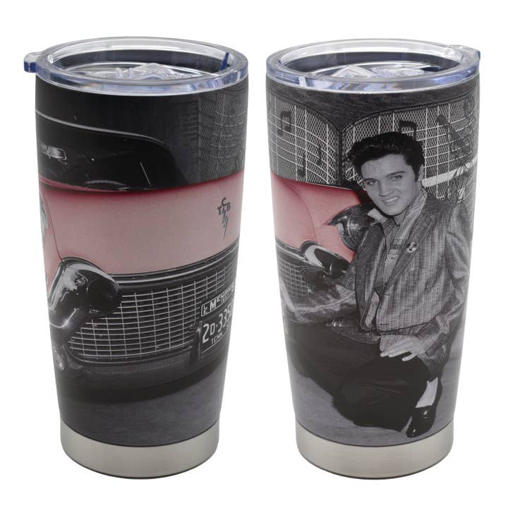 Elvis Travel Mug - Pink Car for wholesale by MID-SOUTH PRODUCTS