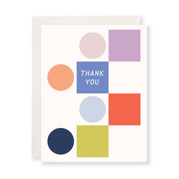 Carte de remerciement aux formes colorées pour la vente par Tracy Schifeling Art