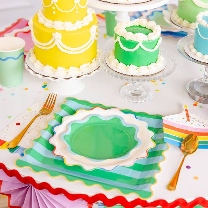 My Mind’s Eye - Wholesale Disposable plate - HBD1140 - Bright Striped Plate Set9