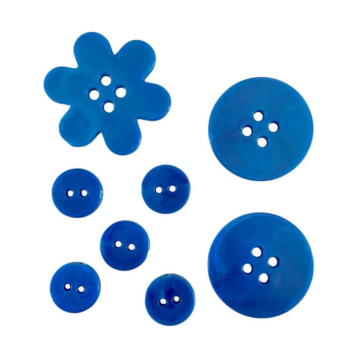 Blå genbrugte plastikknapper for engroshandel hos Cool Trash