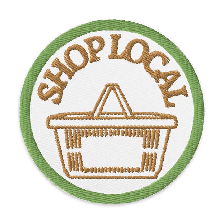 Écusson brodé « Shop Local » pour la vente par Julie Annette Studios