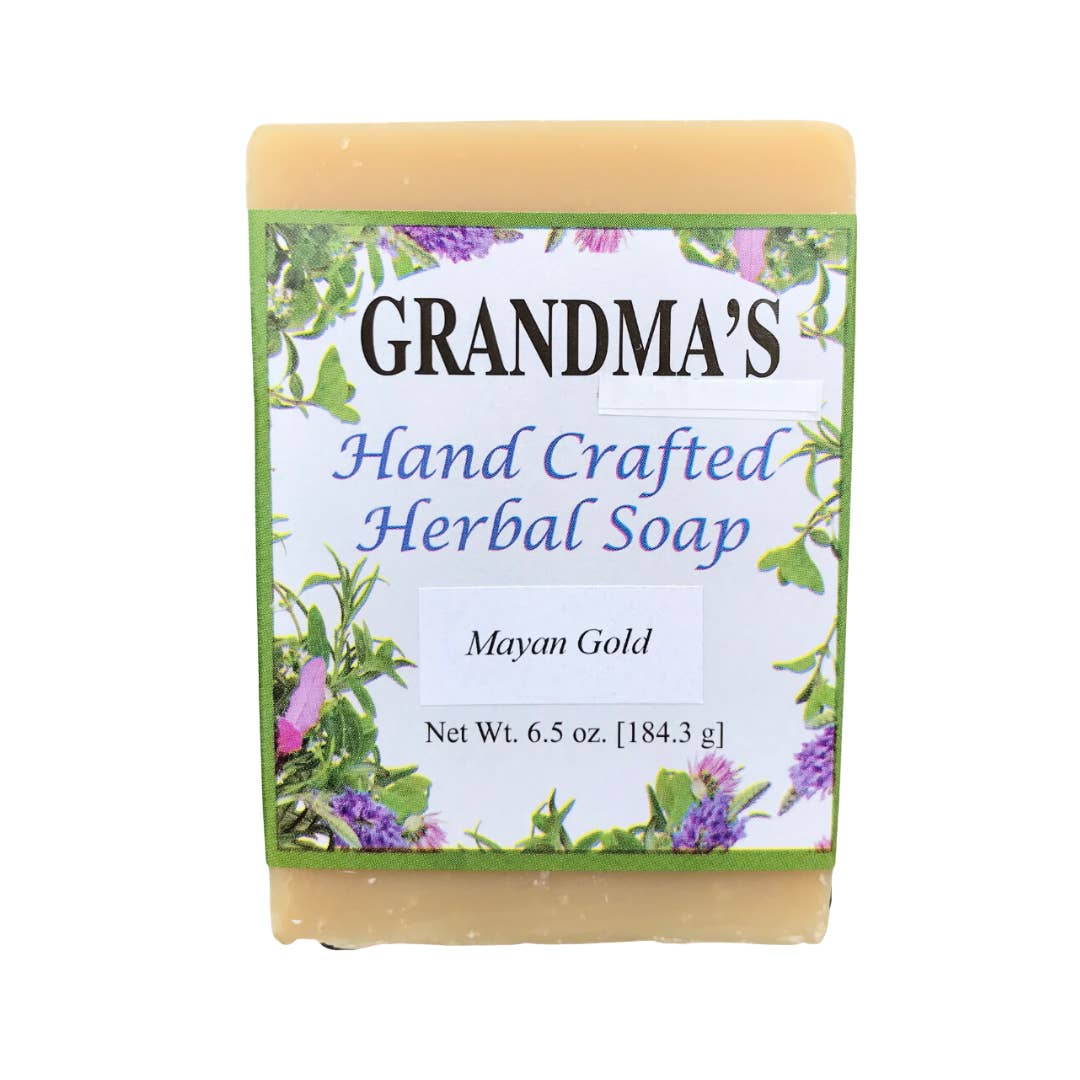 Grandma's Hand-Crafted Soaps - Wholesale Bar Soap - Mayan Gold Herbal Soap Bar, 6.5 oz.-S